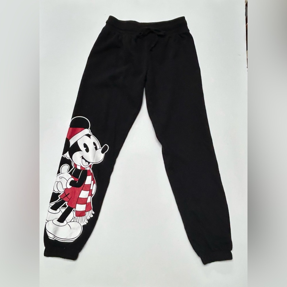 Disney Mickey Mouse Women’s Jogger Sweatpants Christmas Holiday Black Size XS